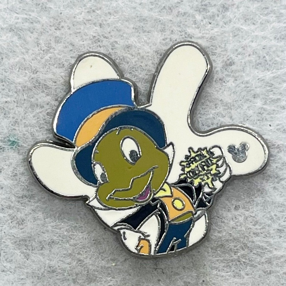 🔮 5/$25 Disney White Glove Silhouette Pinocchio Jiminy Cricket Pin